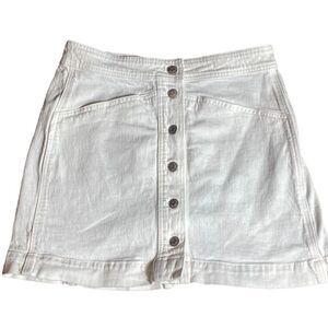 Madewell mini skirt denim A line in tile white: button front edition size 8 y2k
